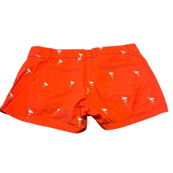 J. Crew Womens Flamingo Embroidered Red Chino Shorts 100% Cotton Size 0 - Picture 3 of 6